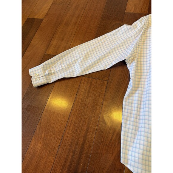 Johnston & Murphy Dress Shirt Mens XL White Multicolor Plaid Check Button Front - Picture 12 of 15